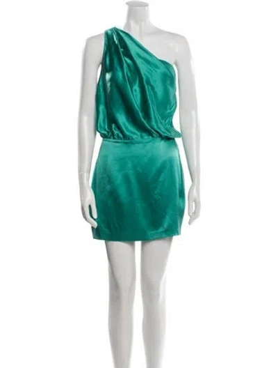 Pre-owned The Sei Silk Mini Dress In Green