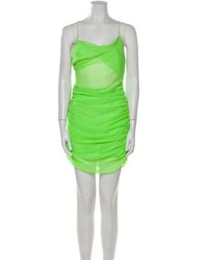 Pre-owned The Sei Silk Mini Dress In Green