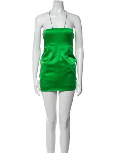 Pre-owned The Sei Silk Mini Dress In Green