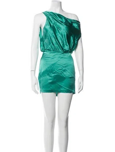 Pre-owned The Sei Silk Mini Dress In Green