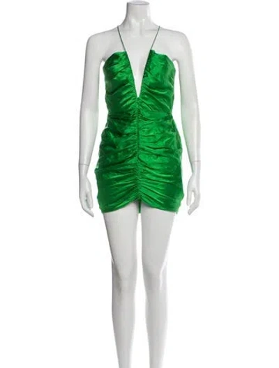 Pre-owned The Sei Silk Mini Dress In Green