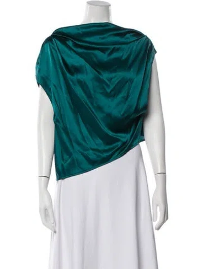 Pre-owned The Sei Silk Off-the-shoulder Top In Green