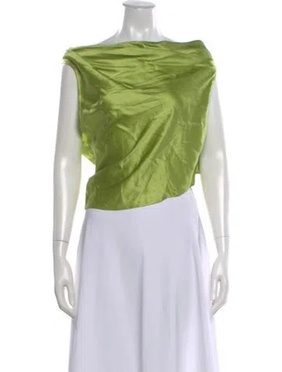 Pre-owned The Sei Silk Off-the-shoulder Top W/ Tags In Green