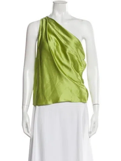 Pre-owned The Sei Silk One-shoulder Blouse W/ Tags In Green