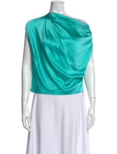 Pre-owned The Sei Silk One-shoulder Top In Green