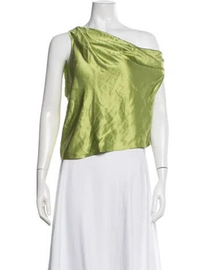 Pre-owned The Sei Silk One-shoulder Top In Green