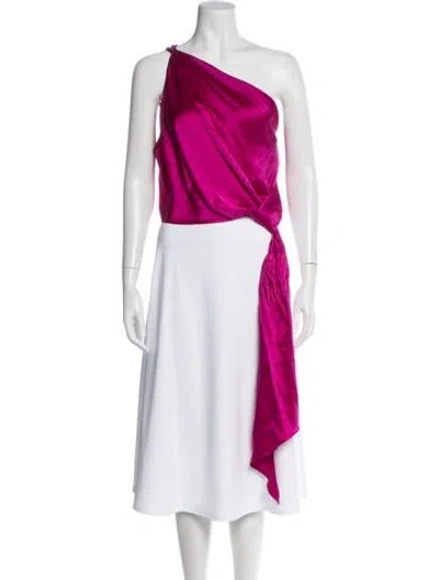Pre-owned The Sei Silk One-shoulder Top In Pink