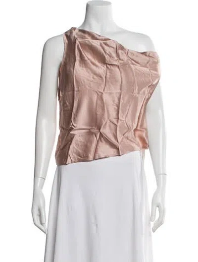 Pre-owned The Sei Silk One-shoulder Top In Pink