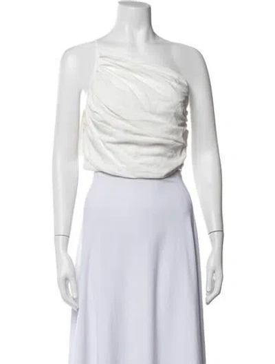 Pre-owned The Sei Silk One-shoulder Top In White