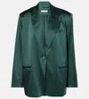 The Sei Silk Satin Blazer In Green