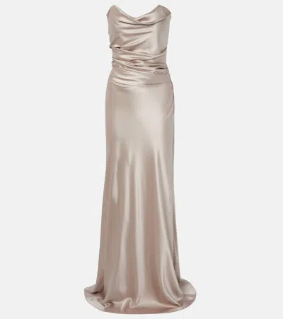 The Sei Silk Satin Bustier Gown In Gray