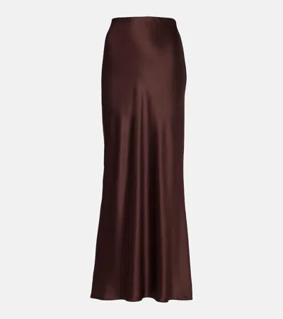 The Sei Silk Satin Maxi Skirt In Brown
