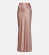 The Sei Silk Satin Maxi Skirt In Brown