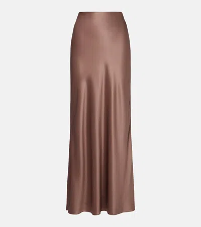 The Sei Silk Satin Maxi Skirt In Brown