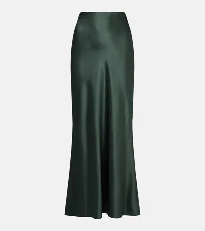The Sei Silk Satin Maxi Skirt In Green