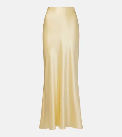 The Sei Silk Satin Maxi Skirt In Yellow