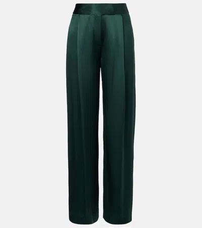 The Sei Silk Satin Wide-leg Pants In Green