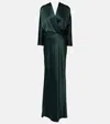The Sei Silk Satin Wrap Gown In Green