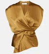 The Sei Silk Satin Wrap Top