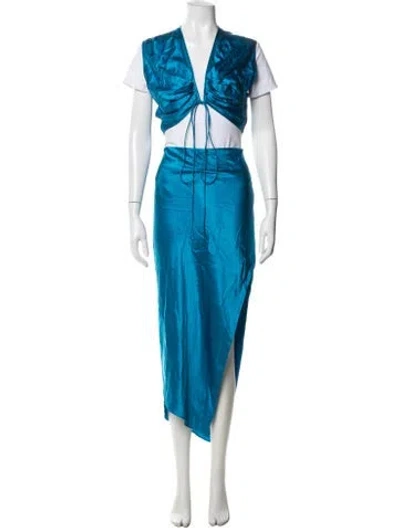 Pre-owned The Sei Silk Skirt Set In Blue