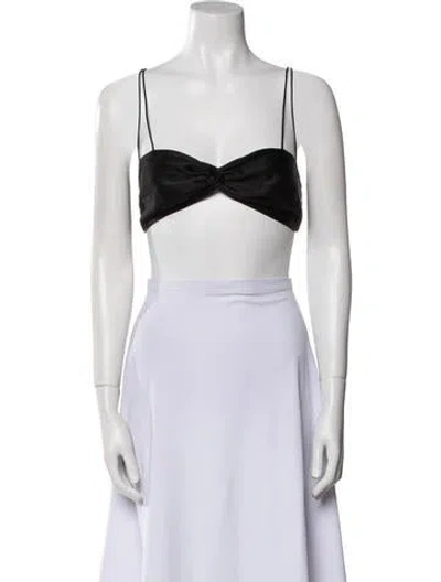 Pre-owned The Sei Silk Square Neckline Crop Top In Black