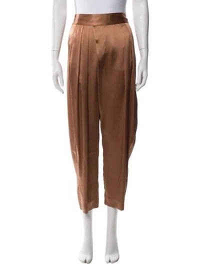 Pre-owned The Sei Silk Straight Leg Pants In Brown