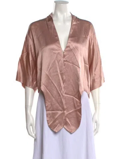 Pre-owned The Sei Silk V-neck Blouse In Pink