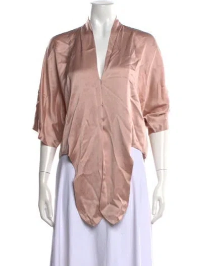 Pre-owned The Sei Silk V-neck Blouse In Pink