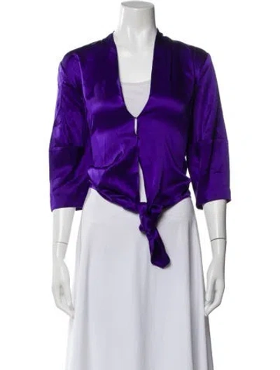 Pre-owned The Sei Silk V-neck Top In Blue