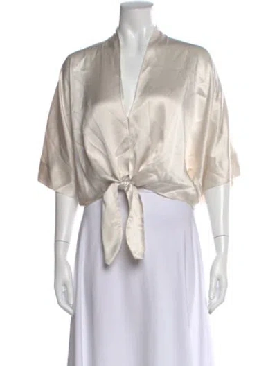 Pre-owned The Sei Silk V-neck Top In Multi