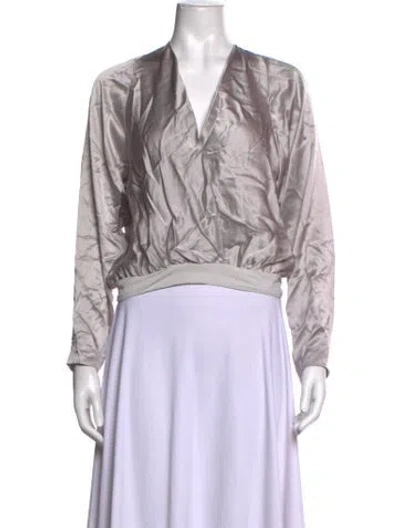 Pre-owned The Sei Silk V-neck Top In Multicolor