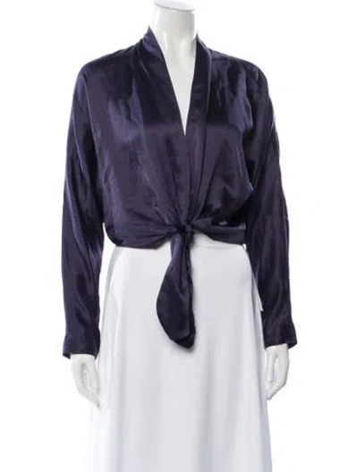 Pre-owned The Sei Silk V-neck Top In Purple