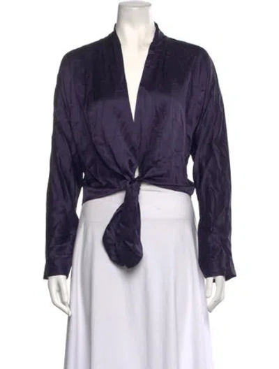 Pre-owned The Sei Silk V-neck Top In Purple