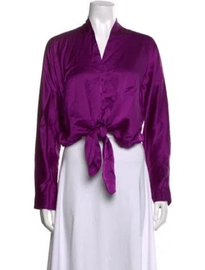 Pre-owned The Sei Silk V-neck Top In Purple