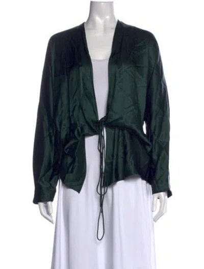 Pre-owned The Sei Silk V-neck Top W/ Tags In Green