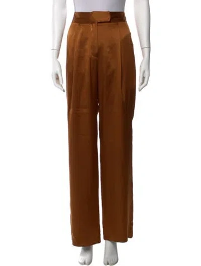 Pre-owned The Sei Silk Wide Leg Pants In Brown