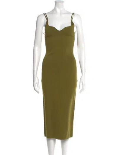 Pre-owned The Sei Square Neckline Midi Length Dress In Green