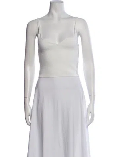 Pre-owned The Sei Square Neckline Sleeveless Crop Top In White