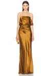 The Sei Strapless Arm Drape Gown In Umber