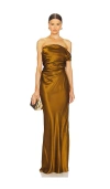 The Sei Strapless Arm Drape Gown In 焦茶色