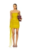 The Sei Strapless Mini Dress With Ruffle In Yellow