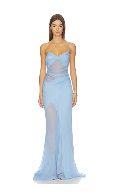 The Sei Strappy Diaphanous Gown In Blue