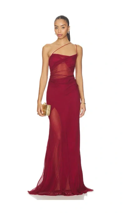 The Sei Strappy Diaphanous Gown In Brown