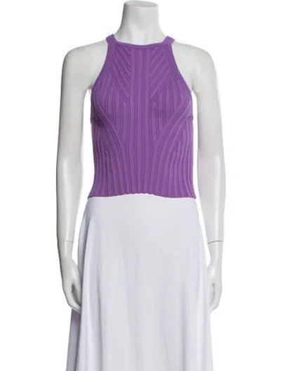 Pre-owned The Sei Striped Square Neckline Crop Top In Purple