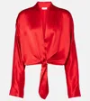 The Sei Long-sleeve Wrap Blouse In Crimson In Red
