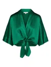 The Sei Tie-front Short-sleeve Blouse In Green