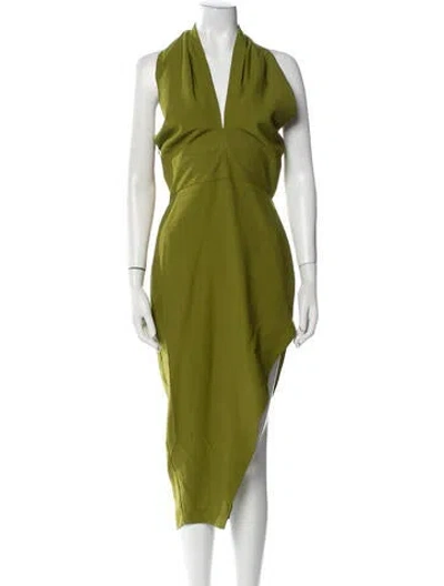 Pre-owned The Sei V-neck Long Dress In Green