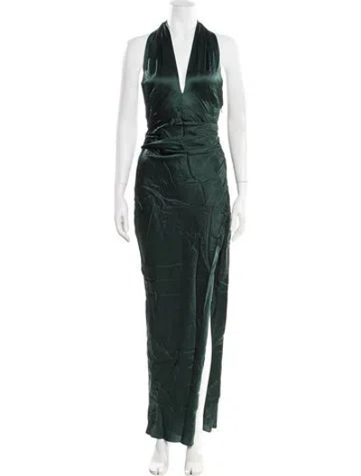 Pre-owned The Sei V-neck Long Dress In Green