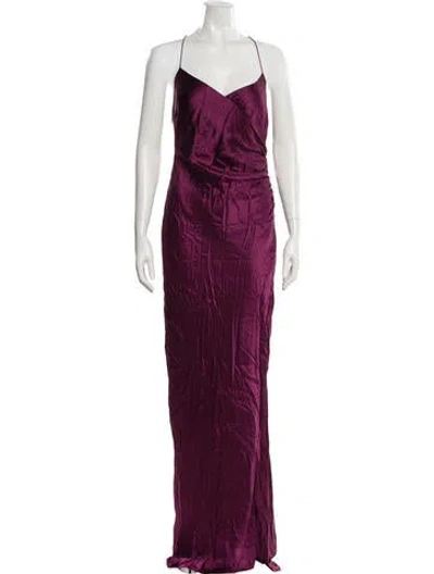 Pre-owned The Sei V-neck Long Dress In Purple