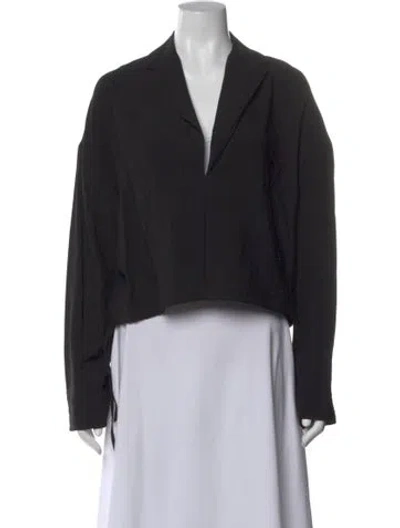 Pre-owned The Sei V-neck Long Sleeve Top In Black